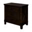 Table de chevet rustique en bois de noyer foncé avec 3 tiroirs et 3 poignées noires