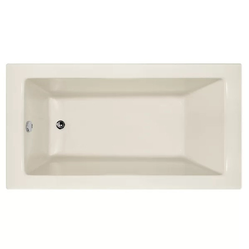 Sydney 60'' L Alcove Soaking Bathtub, Biscuit, Left, Polished Brass