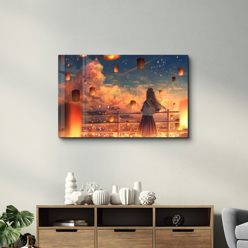 Élégante peinture murale en verre trempé de 13,8 po x 21,7 po | 100% verre trempé, épaisseur: 0,16 pouce | Imprimé UV pour des couleurs éclatantes | Parfait pour la décoration intérieure, le salon et les espaces de bureau