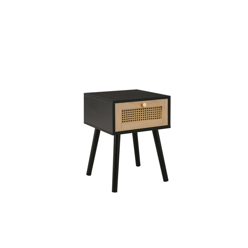 Noemi 38cm W MFC Bedside Table, Black/Oak