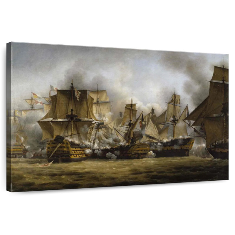 Mait The Redoutable à la bataille de Trafalgar, H 20 po x l 30 po
