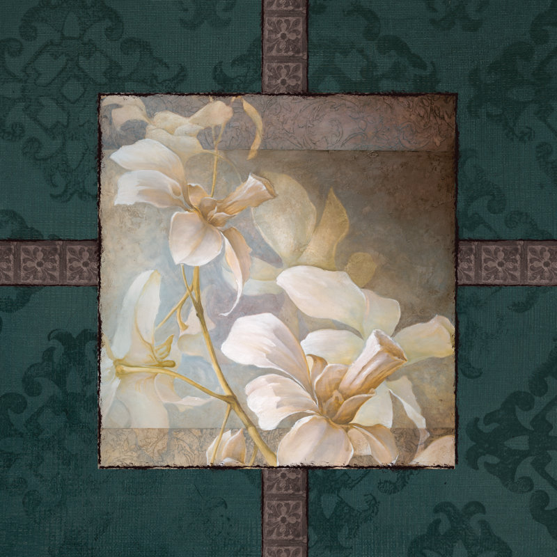Teal Flower Texture - Wrapped Canvas Print, 30cm H x 30cm W x 3.8cm D