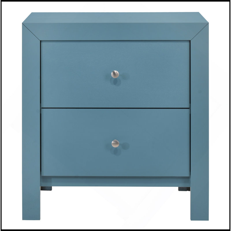 Chic Transitional Nightstand, Teal