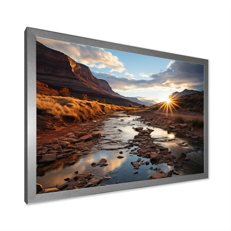 «Sunset in Utah Mountain III», reproduction sur toile, Cadre simple gris, H 30 po x l 40 po x P 1,5 po