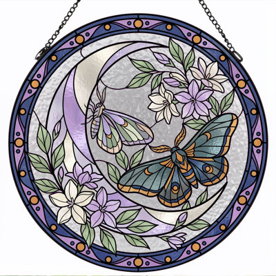 Panneau de vitrail en verre coloré, 7,8 heures