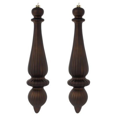 14" Matte Finial Drop Christmas Ornament UV Treated with Drilled and Wired Cap, 2 per bag