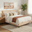 Grand lit de couleur chameau avec un tissu doux, trois et une conception simple pour la chambre à coucher - Décoration de style de soutien-1615175266-1615175269