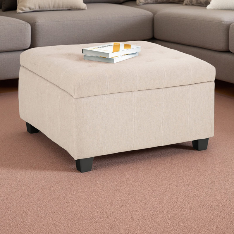 Repose-pieds rembourré avec rangement en tissu, Blé