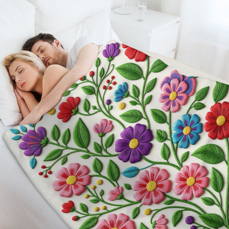 Jeté en flanelle de luxe coloré et brodé (1), couverture douce et chaude pour le canapé-lit du salon, 30 po x 40 po