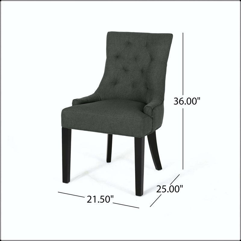 Chaise de salle à manger capitonnée sans boutons avec pieds fuselés - ensemble de 2, Dark Gray, Dark Gray