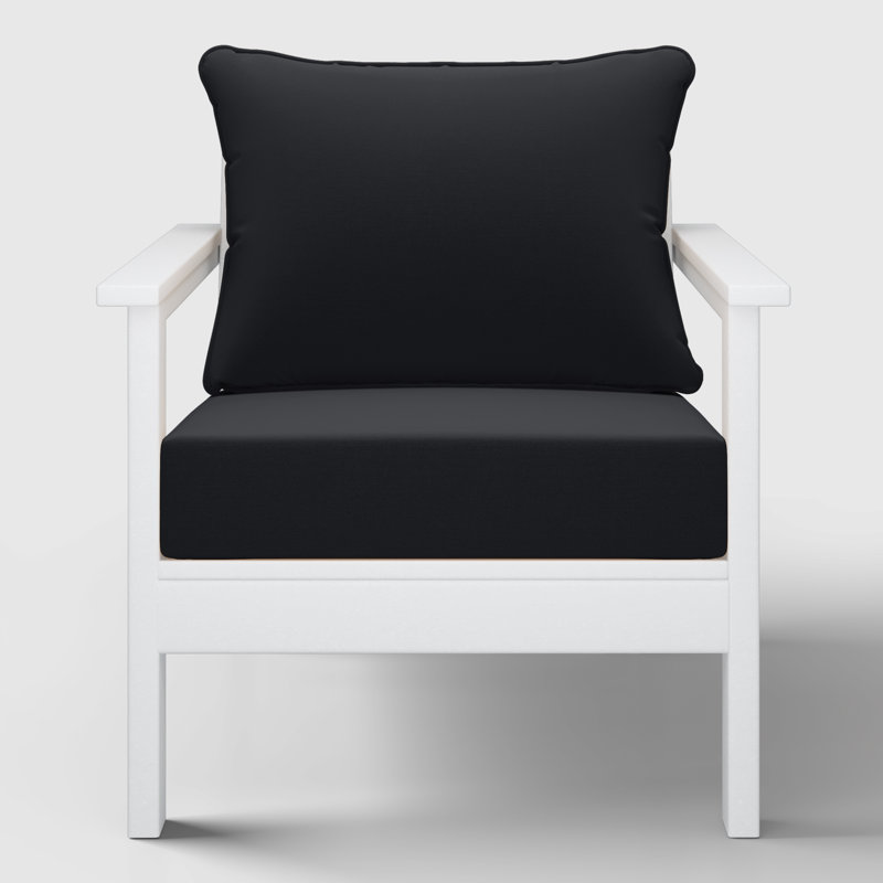 Chaise profonde avec coussins (ensemble de 2), Noir, noir, noir, noir, Blanc