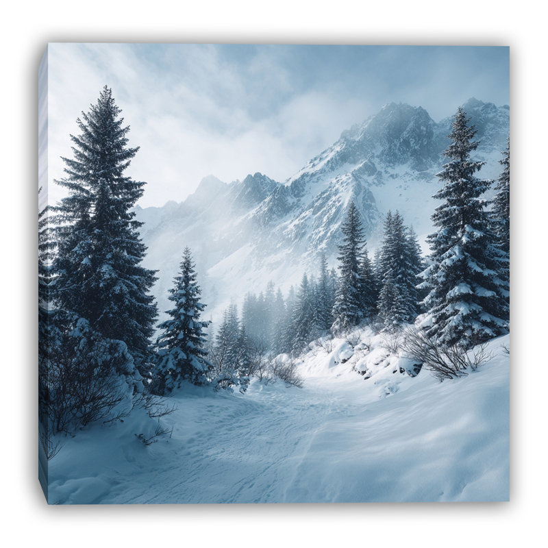 «Winter Mountain Path», art mural sur toile tendue, H 20 po x l 20 po