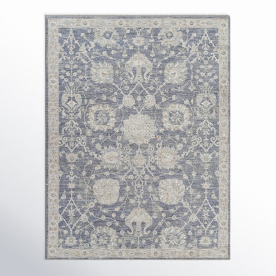 Garlef Machine Woven Oriental Gray/Blue Area Rug