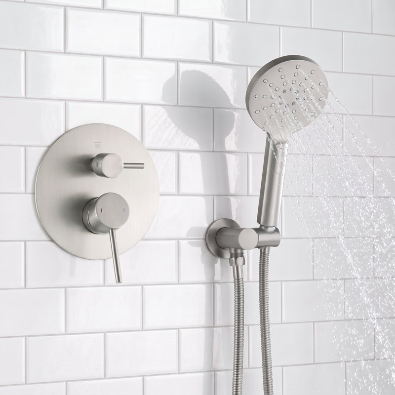 Fixation murale circulaire avec valve brute, Nickel brossé