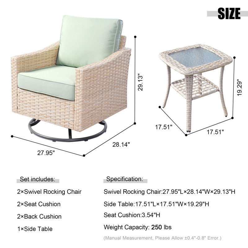 Daimyan Swivel Wicker Outdoor Lounge Chair, Green