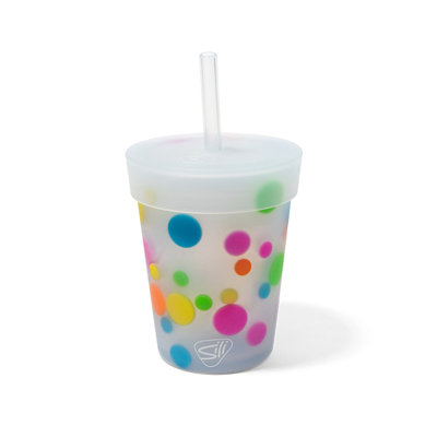 Silipint Silicone 8 oz Kids Polka Dot Straw Tumbler