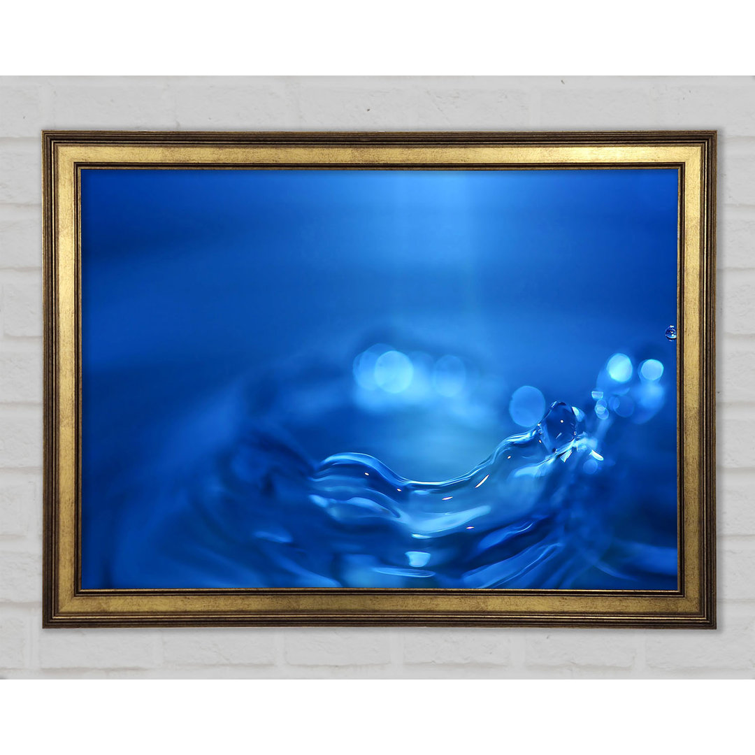 Water Splash Ripple Blue - Einzelner Bilderrahmen Kunstdrucke auf Holz