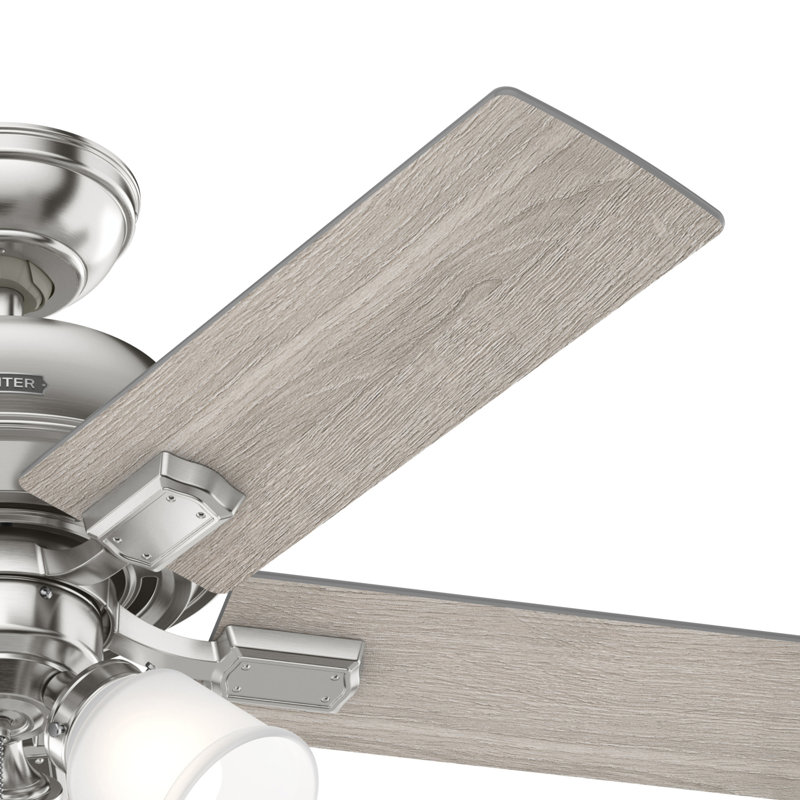 44" Crystal Peak 5 - Blade Ceiling Fan With Lights and Pull Chains, Brushed Nickel