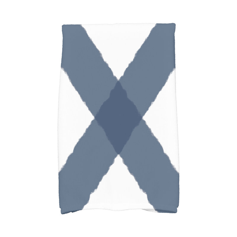 Serviette de bain à imprimé géométrique Aksel, Bleu marine