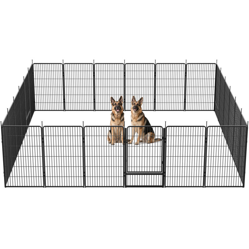 Multi-sized Metal Dog Exercise Pen Panels with 3 Doors, 45'' H X 643.2'' W X 0.63'' D