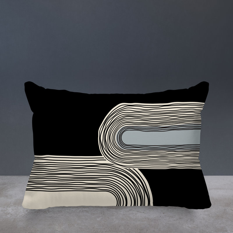 Cassie Abstract Outdoor Reversible Throw Pillow, Gray, 14"H x 20"W