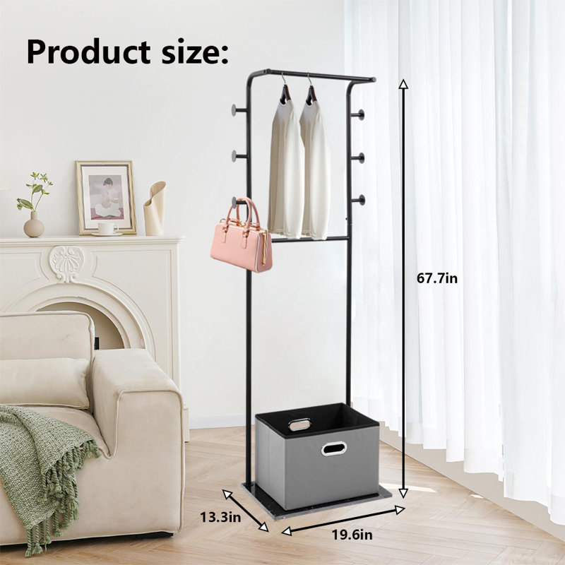 Coat Rack With Storage Basket, Black