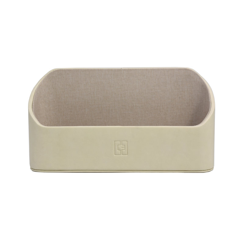 Faux Leather Desk Organiser, Beige