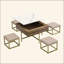 Ensemble de tables basses à plateau relevable moderne avec rangement et 4 repose-pieds