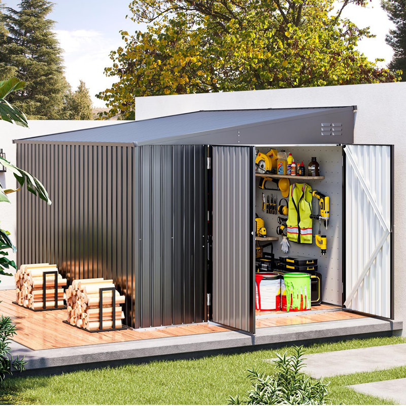 8 Ft. X 10 Ft.   Large Outdoor Lean To Storage Shed, Dark Gray
