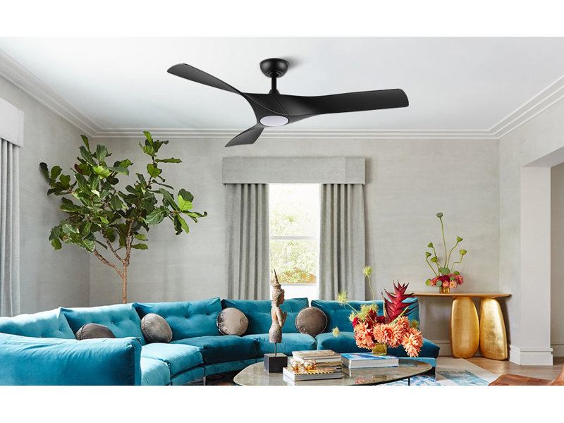 52'' Black Indoor Ceiling Fan with LED Light and Remote