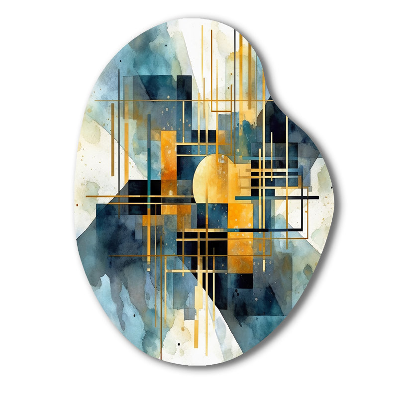 Chloee - formes abstraites, impressions métalliques asymétriques, art mural en métal à forme libre dorée, H 38 po x l 28 po