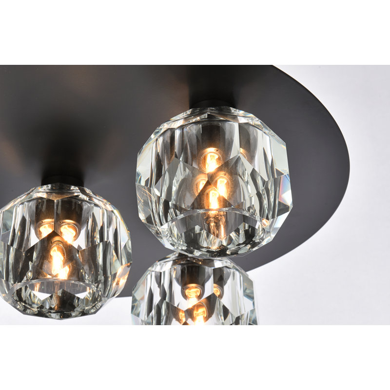 Craney Crystal Flush Mount, 5 Lights, Nickel, 4" H x 16" W x 16" D