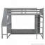 Lit mezzanine en bois avec bureau, étagères à rangement multiples, DEL et portemanteau suspendu-812467045