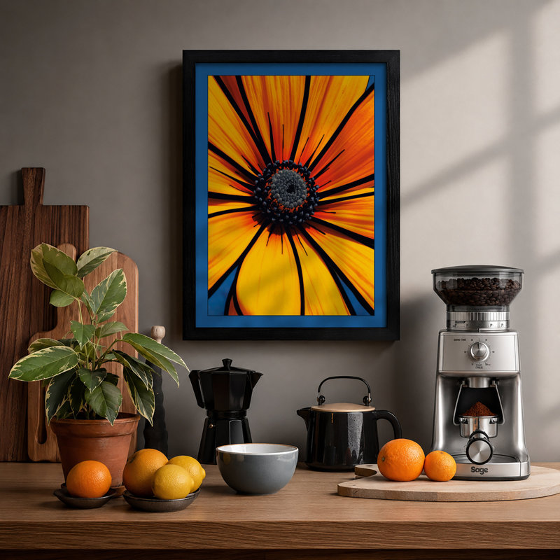 Radiant Daisy Botanical - Print, Black, A4 - 29.7 x 21.0 cm