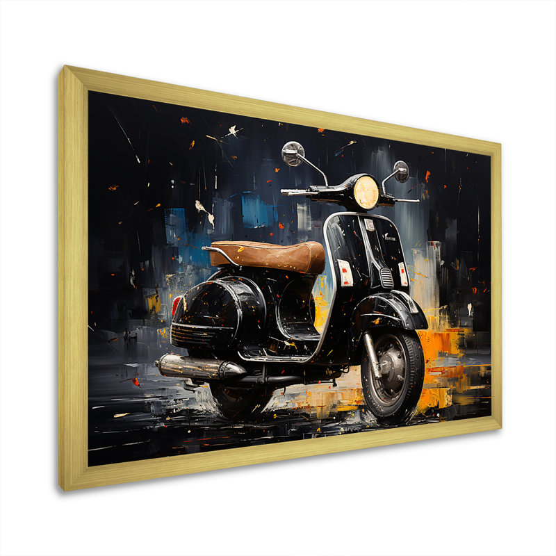 Scooter Adventures II sur impression sur toile, H 30 po x l 40 po x P 1,5 po, Cadre doré simple
