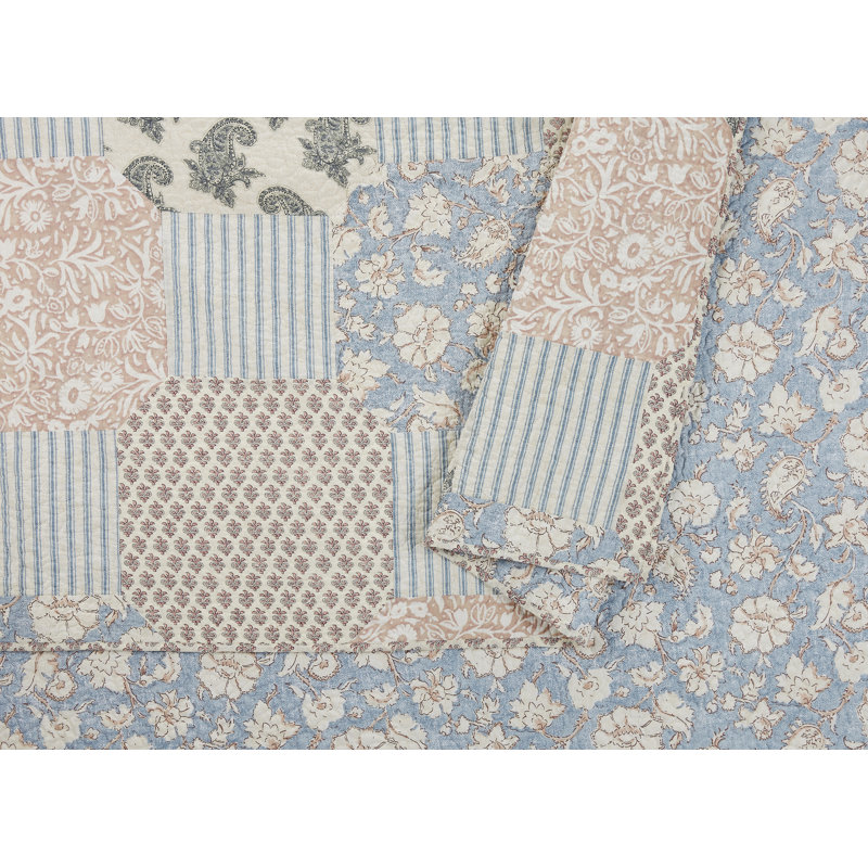Cotton Striped Quilt, Queen Qulit + 2 Shams