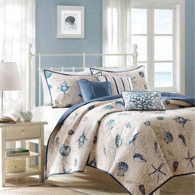 Ensemble de courtepointe brossée avec coussins décoratifs bleu simple / simple TG