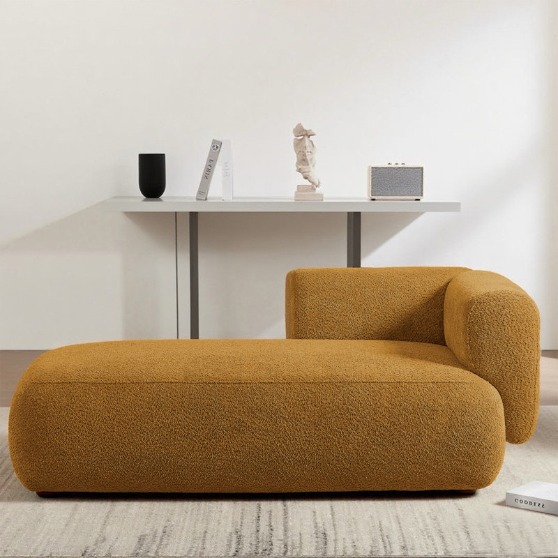 Chaise longue / grande chaise longue avec structure en bois massif, assise profonde et tissu doux, chaise d'appoint de salon pour la détente et la lecture, canapés Boucle