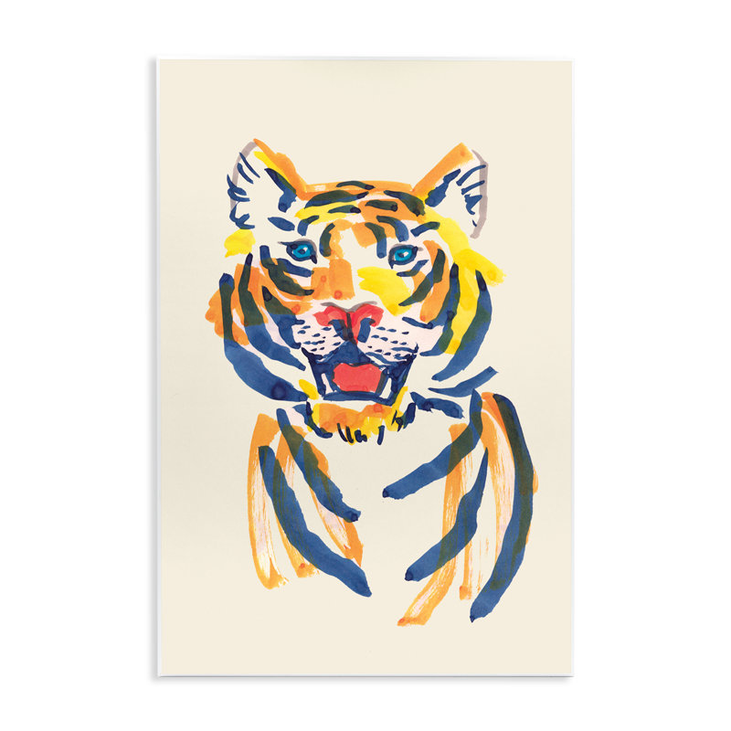 Plaque murale «Tiger Roar Watercolor» par Karolina Sato, H 15 po x l 10 po