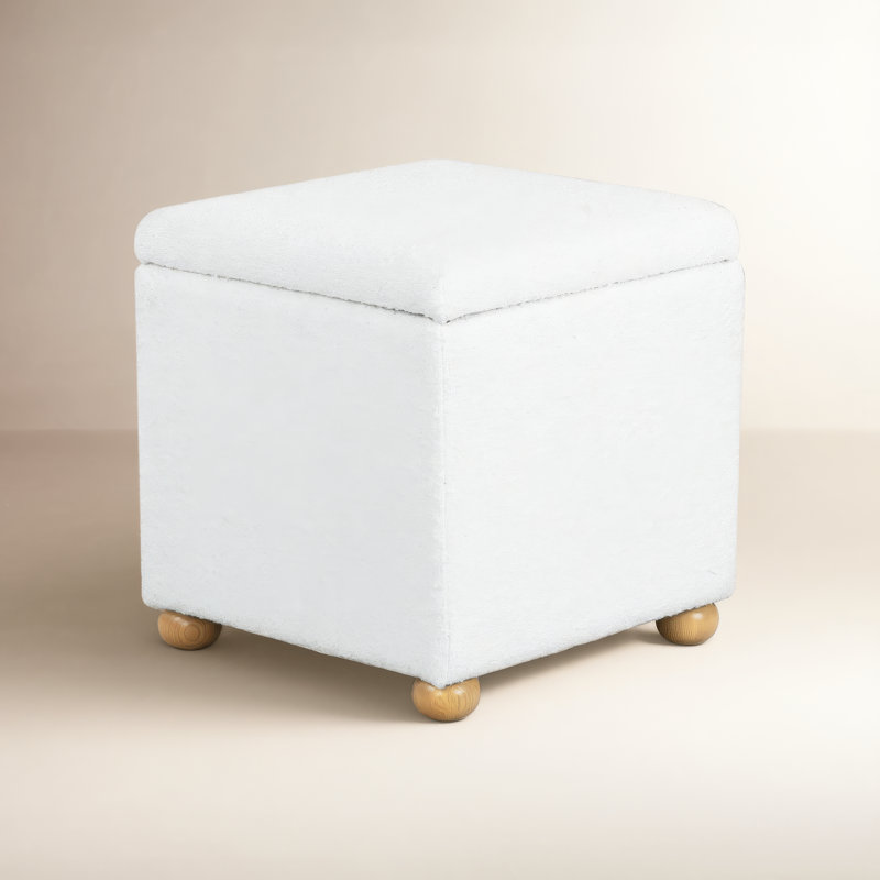 Shayli Upholstered Ottoman, Ivory Boucle