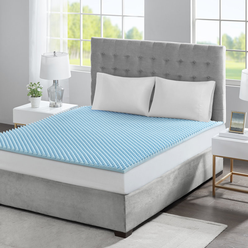 Sleep Philosophy 1.5'' Gel Memory Foam Blue All Season Reversible Queen Mattress Topper, Queen