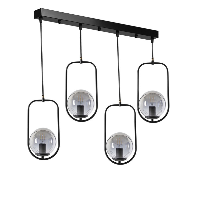 Industrial Scandinavian Chandelier, Black Metal, 25.6 x 7.1 inches | Adjustable Height, Oven Dried Paint, Tumbled Coating | E27 Socket, Max 40W | Perfect for Modern Dining Rooms & Living Spaces, Stylish Lighting Solution