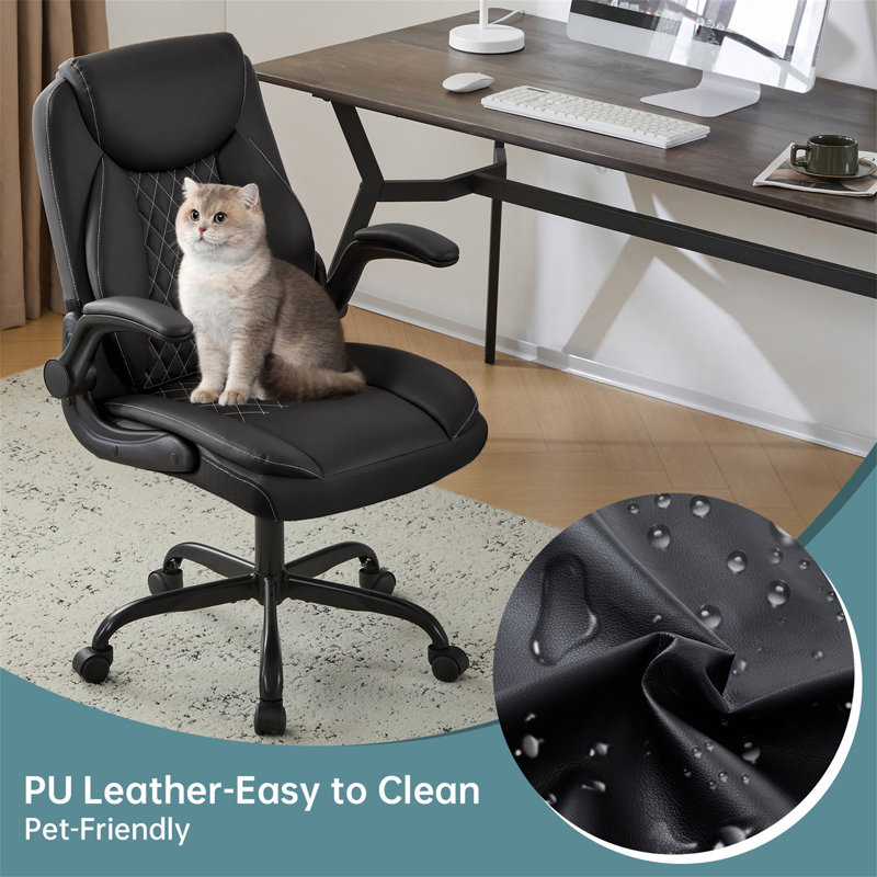 Fauteuil de bureau ergonomique en cuir, Noir