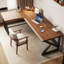 Noyer clair + bureau en bois massif en forme de L noir + fer-590908028-590908031