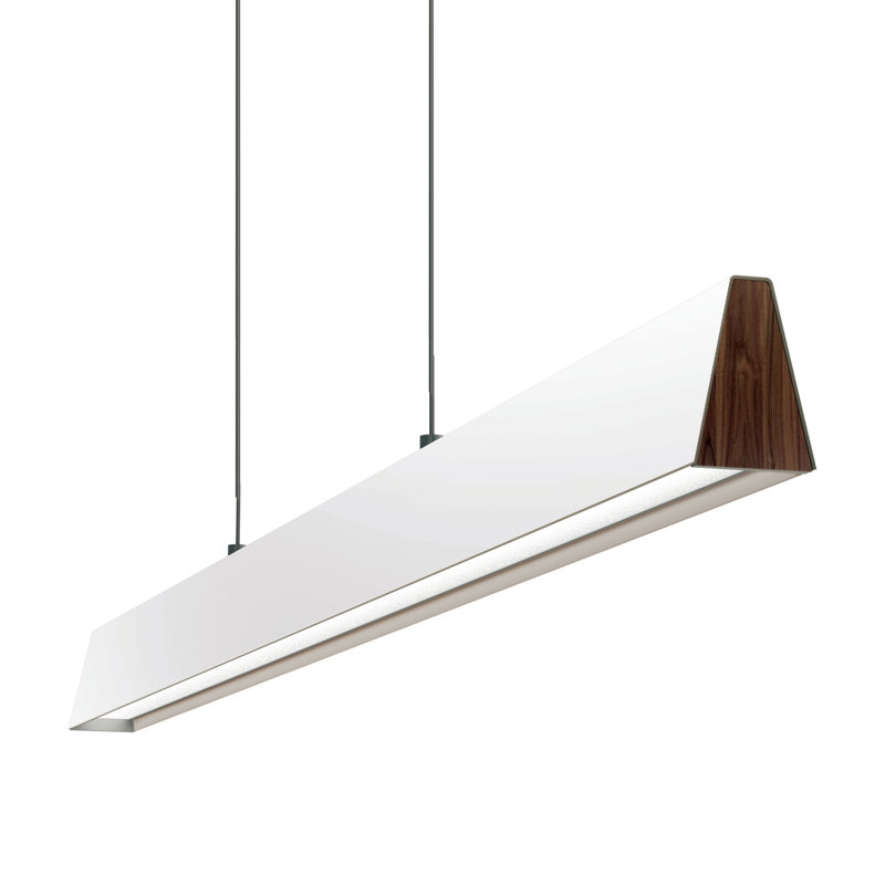 Flair 1 - Light Kitchen Island Linear LED Pendant, White/Walnut