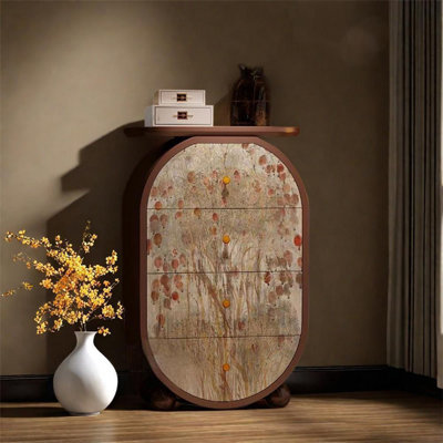 Armoire décorative en noyer à quatre tiroirs
