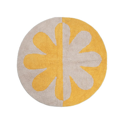 Tapis en coton 2 tons avec fleur Creative Co-Op