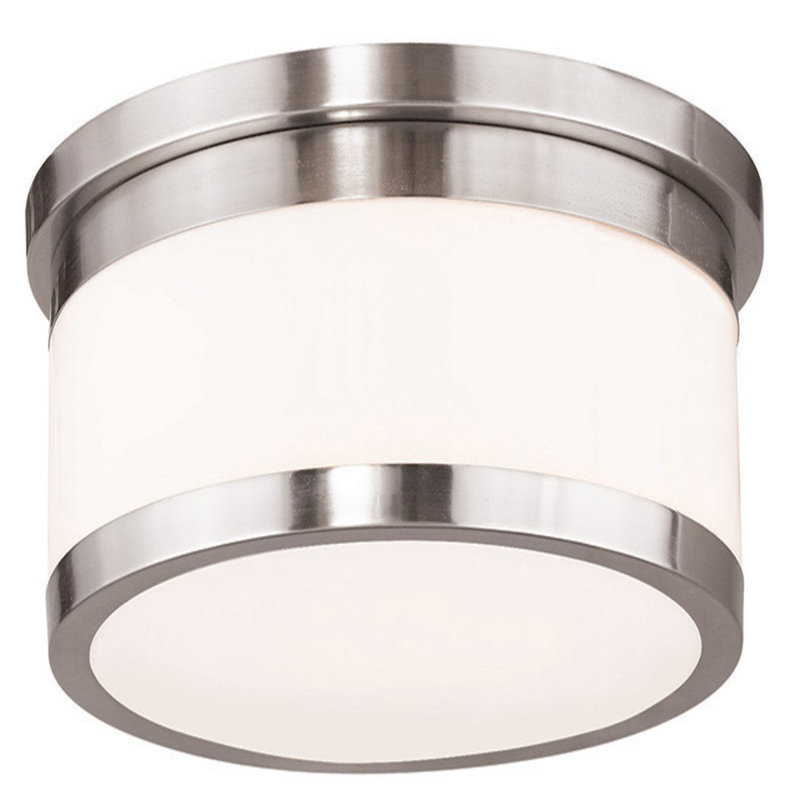 Plafonnier encastré en verre Ellieana, Nickel brossé, H 5,75 po x l 13,75 po x P 13,75 po