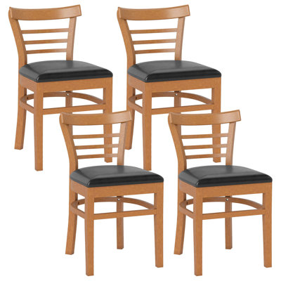  Ensemble de 4 chaises de cuisine rembourrées avec pieds en bois d'hévéa Modern