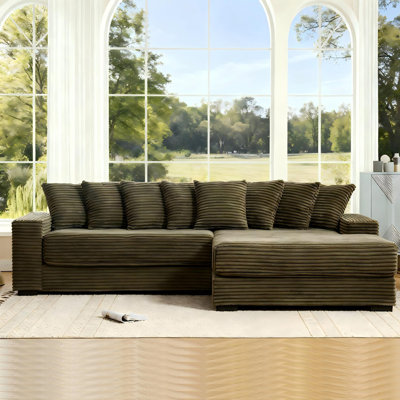 L-Shaped Sofa With Chaise，Green